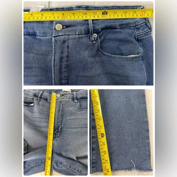 Good American Good Legs straight jeans Raw Hem High Rise Medium light blue wash - Picture 14 of 14